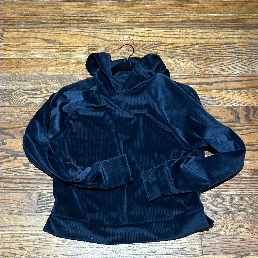 Navy Blue Velvet Hoodie